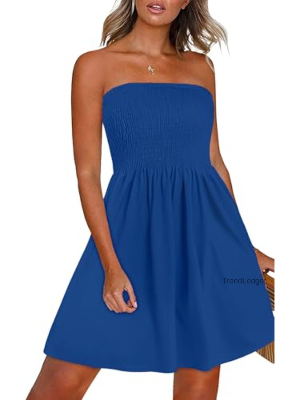 Strapless Sundress Floral Print Beach Cover Up Knee Length Swimwear